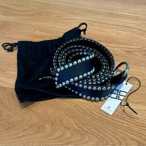 B-low the Belt Black Studded Leather Belt with Silver Hardware